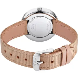 s.Oliver 2033549 20 mm Edelstahlgehäuse silberfarben Textilband altrosa