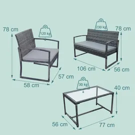 Relaxdays Gartenmöbel Set 4-tlg. Grau