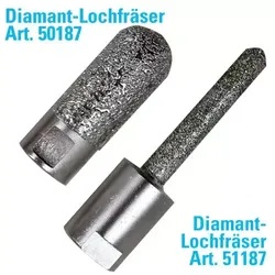 Diamant-Lochfräser in verschiedenen Ausführungen - Art. / länge / Ø: 50187 / 50 mm / Ø 20 mm