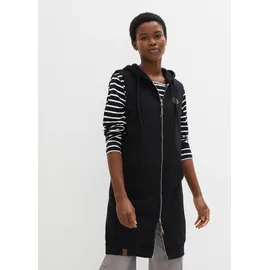 bonprix Long-Sweatweste mit Kapuze, Baumwoll-Mischung, 2-Wege-Zipper
