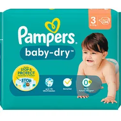 Pampers® Windeln baby-dryTM Größe Gr.3 (6-10 kg) für Babys und Kleinkinder (4-18 Monate), 34 St.