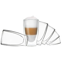 DUOS® Latte Macchiato Gläser Set 6x400ml, Doppelwandige Kaffeegläser, Teegläser, Cappuccino, Eiskaffee Gläser Thermogläser Espressotassen