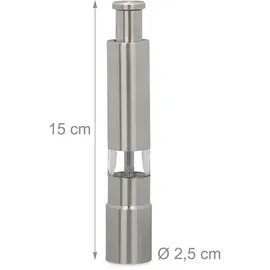 Relaxdays Pfeffermühle 2er Set Edelstahl Silber unbefüllt