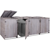 XL 4er-/8er-Mülltonnenverkleidung MCW-H74, Mülltonnenbox, erweiterbar 126x316x98cm Holz MVG ~ anthrazit-grau