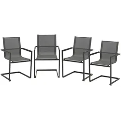 4er Set Freischwinger Gartenstuhl Schwingstuhl Esszimmer Garten Stuhl Grau