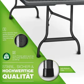 CASARIA Klapptisch 180 x 75 x 73 cm schwarz