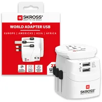 SKROSS Länderstecker Pro Light USB World (2xA) White
