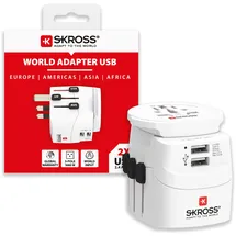 SKROSS Länderstecker Pro Light USB World (2xA) White