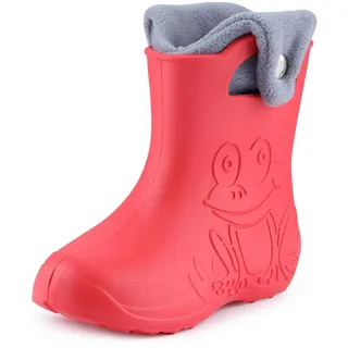 Ladeheid EVA Kinder Jungen Mädchen Gummistiefel Regenschuhe gefüttert Regenstiefel Gummischuhe LA-CA-04 (Koralle/Grau, 22/23 EU)