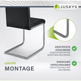Juskys Freischwinger Stuhl Vegas 2er Set mit Kunstleder Schwarz