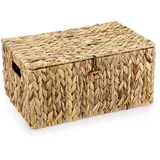 OGANAZI Gewebte Weidenkörbe mit Deckel, natürliche Wasserhyazinthe, Aufbewahrungsboxen, Badezimmer-Organizer, 36 x 24 x 18 cm (groß)