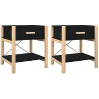 VidaXL Nachttische 2 Stk Schwarz 42x38x45 cm Holzwerkstoff