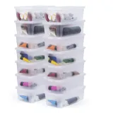 Iris Ohyama Vielseitige Aufbewahrungsboxen, 5L, 14er-Set, Transparent, Deckel leicht schließbar, Stapelbar, Plastik, Für Schrank, Regale, Klassenzimmer, Organisation, Kunstbedarf, Schuhe, MCB-5