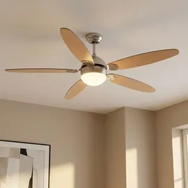 GLOBO Azura 132 cm Deckenventilator nickel/verchromt mit Licht