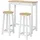 SoBuy Bartisch Set 3-teilig 2 Hocker 75 x 120 x 60 cm Beige/Weiß