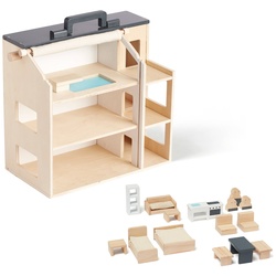Kids Concept - Aiden tragbares Puppenhaus mit Zubehör, bunt (19er-Set)