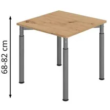 hjh OFFICE PRO Hammerbacher Schreibtisch Y-Serie asteiche/graphit, höhenverstellbar, 80 x 68-82 x 80cm