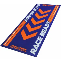Motorradteppich Race Ready blau orange Werkstatt Garagenmatte