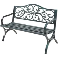 Casa.pro Gartenbank Utav Stahl 127x53x79 cm Dunkelgrau mit grüner