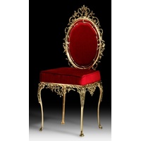 Casa Padrino Luxus Barock Esszimmer Stuhl Bordeauxrot / Gold - Handgefertigter Bronze Stuhl mit edlem Samtstoff - Luxus Esszimmer Möbel im Barockstil - Barock Möbel