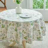 Wracra Lebendige Blätter Tischdecke Abwaschbar Baumwolle Leinen Tischdecke Outdoor Rund 140cm Geeignet für Party Picknick Essen Garten(Rund 140cm)