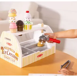 Melissa & Doug Eis Holzspielzeug ab 3 Jahre & Küchenzubehör Kinder Holz | Montessori Spielzeug ab 3 Jahre | Eisdiele für Rollenspiele mit Einkaufsladen | Kinderküche Kaufläden & Zubehör