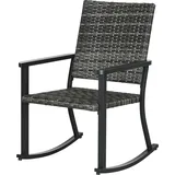 Outsunny Rattan Schaukelstuhl Gartenstuhl Schwingstuhl für Balkon Terrasse Loungemöbel Grau 62x75x95cm   Aosom.de