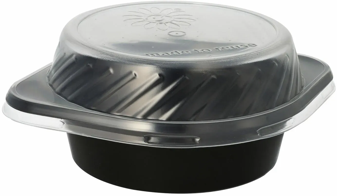 Mehrweg Suppenschalen Suppenterrinen 500ml inkl. Deckel O15,6cm schwarz, 12 Stk.