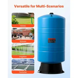 Vevor Drucktank für vertikale Brunnen, 75,7 L vorgeladener Druckwassertank für Brunnenpumpen, Wasserspeicherbehälter aus Karbonstahl für Zuhause, Schule, Bauernhof und Bewässerungssysteme