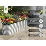 prestige home Hochbeet Stahl Oval M 240 x 80 x 80 cm Silber