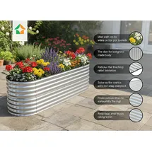 prestige home Hochbeet Stahl Oval M 240 x 80 x 80 cm Silber