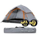 Lumaland Camping Zelt | Leichtes Pop Up Wurfzelt | 2-3 Personen Kuppelzelt | Trekking & Festival Igluzelt | Sekundenzelt Wasserdicht 210x190x110cm | Ideal auch als Strand Wind- & Sonnenschutz [Grau]