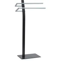 Relaxdays Handtuchständer GRAO, HxBxT:85x40x20cm, 2 Arme, verchromte Stangen, Edelstahloptik,