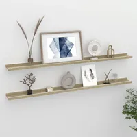 vidaXL Wandregal 115 x 9 x 3 cm Weiß und Sonoma-Eiche