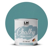 Chalky Möbelfarbe Kreidefarbe für Möbel 750 ml / 1,05 kg (Taubenblau), matt finish In- & Outdoor Kreide-Farbe für Shabby-Chic, Vintage Look, Landhaus Stil Möbel streichen