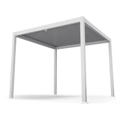 Blumfeldt LuminaHaven Pavillon 3x3 m verzinktes Lamellen-Stahldach schützt vor Sonne, Regen und Wind Weiß
