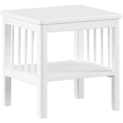 Nachtkonsole HOME AFFAIRE "stabil und Standfest gebaut, seitlich mit Sprossen, ein Ablageboden", weiß (buche massiv weiß lackiert), B:50cm H:50cm T:45cm, Massivholz, Sideboards, kann rechts oder links angestellt werden, Buche massiv weiß lackiert