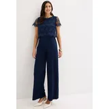 bonprix Jumpsuit mit kurzem Arm, figurumspielende Passform, weites Bein blau XS (34)