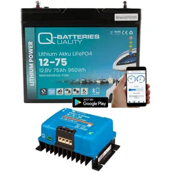 Q-Batteries LiFePO4 12,8V 75 Ah mit Victron Orion-Tr Smart 12/12-30A Ladebooster