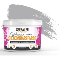 SEEBAUER diy® Silikonharzfarbe Grau Fassadenfarbe (No. 220 Grey Stone 12,5 Liter) Selbstreinigend mit Lotuseffekt