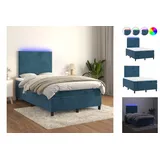 vidaXL Boxspringbett mit Matratze & LED Dunkelblau 120x200 cm Samt