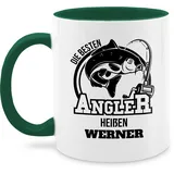 Tasse Tassen 325ml - Angeln - Angler Geschenk - 325 ml - Petrolgrün - angel fisch karpfen angler+tasse fischen name angelzubehör personalisierte geschenke geschenk+für+angler sachen