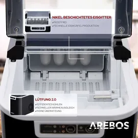 Arebos Eiswürfelmaschine Ice Cube Maker 2 Eiswürfelgrößen, 2,2 Liter