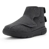 FitVille Herren Easy Top Diabetiker Schuhe Winter Weit Warme Hausschuhe mit Klettverschluss Männer Grau 47 EU Weit - 47 EU Weit