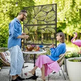 Outsunny Garten-Paravent 122 x 198 cm Schwarz Stahl 1 St.