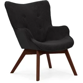 s-style möbel Loungesessel Lenari Cord 71 x 96 x 86 cm Schwarz