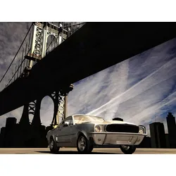 Fototapete PAPERMOON "Auto unter Brücke", bunt, B:3,50m L:2,60m, Vlies, Tapeten