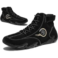 Snrtevu FeelFree – ergonomische, wasserdichte & schmerzlindernde Barfußschuhe für Herbst und Winter, Waterproof Leather Barefoot Shoes Herren orthopädische (Black,39) - 39 EU