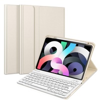 Fintie Tastatur Hülle für iPad Air 5 2022 / iPad Air 4 2020 10.9 Zoll, Schutzhülle mit TPU Rückschale, Pencil Halter und magnetisch Abnehmbarer Tastatur mit QWERTZ Layout, Champagner