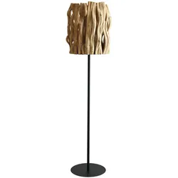 SalesFever Stehleuchte in Fackeloptik 175 cm | Schirm Treibholz | Gestell Metall | B 33 x T 33 x H 140 cm | natur – schwarz